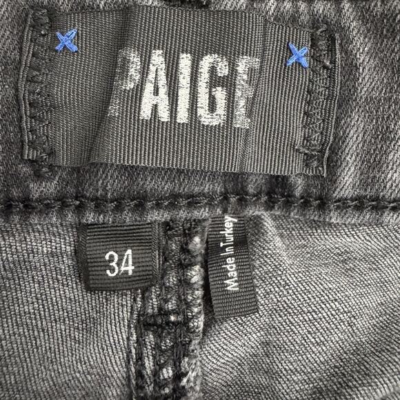 Paige Leenah Jeans Womens 34 Blacktop Destructed Wide Leg High Rise Denim - Picture 4 of 12